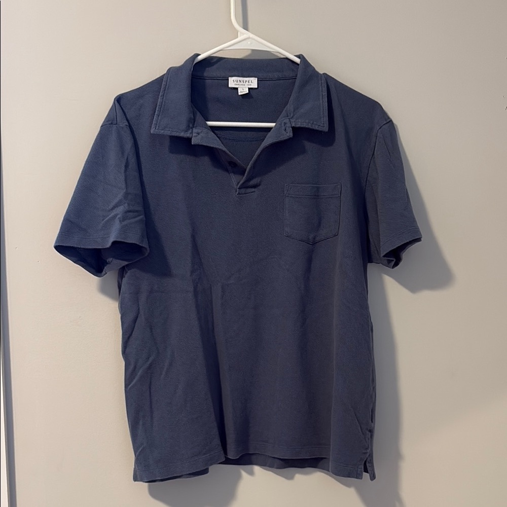 Sunspel Blue Polo Light